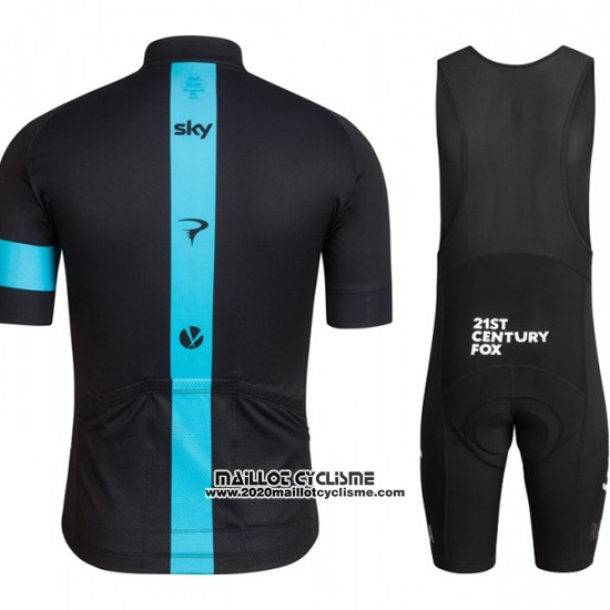 2016 Maillot Ciclismo Sky Bleu et Noir Manches Courtes et Cuissard